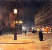 Ludwik de Laveaux Parisian Opera at night. oil on canvas